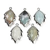 Natural Flower Amazonite Faceted Leaf Pendants G-I375-04P-21-1