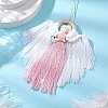 Angel Wood & Cotton Threads Pendant Decoration HJEW-JM02406-02-2