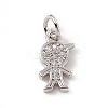 Brass Micro Pave Clear Cubic Zirconia Boy Charms ZIRC-F132-53P-1