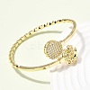 Brass Micro Pave Clear Cubic Zirconia Cuff Bangles for Women BJEW-F526-09G-3