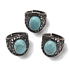 Synthetic Turquoise Oval Adjustable Rings RJEW-K271-06R-24-1