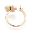 Flower Brass Micro Pave Clear Cubic Zirconia & Shell Cuff Ring Settings KK-T076-75G-3