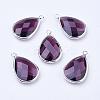 Silver Color Plated Brass Glass Teardrop Pendants GLAA-M006-A-06S-1