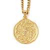 Brass Clear Cubic Zirconia Curb Chain Constellation Pendant Medal Necklaces for Women LS-NJEW-U010-01G-08-1