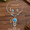 Flower Bohemian Ethnic Style Zinc Alloy & Resin Pendant Necklace & Dangle Earring Sets FS-WGD47C5-01-4