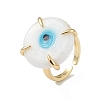 Lampwork Evil Eye Open Cuff Ring RJEW-C051-01G-06-1