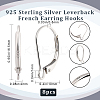 4 Pairs 925 Sterling Silver Leverback Hoop Earrings Findings STER-BBC0001-82-2