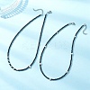 2Pcs 2 Styles Brass Moon Star and Faceted Round Natural Black Spinel Beaded Necklaces for Women NJEW-JN05657-1
