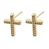 Cross Brass Micro Pave Clear Cubic Zirconia Stud Earrings EJEW-C186-18G-01-4