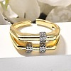Brass Micro Pave Clear Cubic Zirconia Cuff Rings RJEW-U035-05GP-2