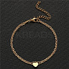 Summer Beach 201 Stainless Steel Cable Chain Heart Link Double Layer Anklets for Women FS-WG8E132-06-2