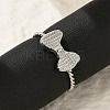 Bowknot 304 Stainless Steel Open Cuff Rings for Women RJEW-G338-08P-1