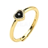 Heart Natural Dyed & Heated Black Agate Adjustable Rings RJEW-Q818-02G-05-2