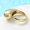 Rack Plating Brass Teardrop Open Cuff Ring for Women RJEW-A016-03G-2