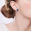 Cubic Zirconia Oval Pendant Necklace & Link Bracelet & Cuff Ring & Stud Earrings SJEW-SZC0001-01C-6