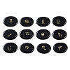 12Pcs 12 Styles Twelve Constellation Natural Obsidian Flat Oval Links Connector Charms G-K359-05D-1