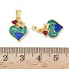 Brass Micro Pave Cubic Zirconia with Enamel Pendants KK-Z134-03G-01-3