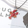 Alloy Enamel Lobster Pendant Waxed Cord Necklaces LS-NJEW-P335-01G-1