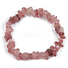 Unisex Chip Natural Strawberry Quartz Beaded Stretch Bracelets BJEW-S143-40-2