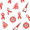14Pcs 6 Styles No To Drugs Red Awareness Ribbon Theme Alloy Enamel Pendants ENAM-FS0003-47-3