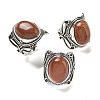 Natural & Synthetic Gemstone Adjustable Rings RJEW-I108-02AS-5