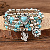 4Pcs 4Pcs Synthetic Turquoise & CCB Beaded Stretch Bracelets FS-WGC8DBE-02-1