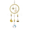 Alloy Enamel Bee Flower & Glass Beads Ring Pendant Decorations HJEW-TA00240-1