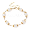 Brass & Imitation Jade Round Glass Link Bracelets for Women BJEW-JB10771-1