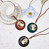 3Pcs 3 Colors Alloy Flat Round with Bird Pendant Necklaces Set with Faux Suede Cords NJEW-FI0001-30-5