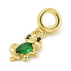 Rack Plating Brass Micro Pave Clear Cubic Zirconia European Dangel Pendants KK-Z067-30G-2