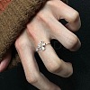 Brass Micro Pave Cubic Zirconia Cuff Open Rings for Women WGCAA1F-01-3