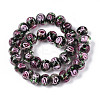 Handmade Lampwork Inner Flower Rondelle Beads Strands LAMP-T022-24M-2