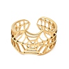 Ion Plating(IP) 304 Stainless Steel Hollow Spider Web Open Cuff Ring for Women RJEW-M149-25G-1