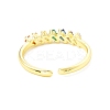 Cubic Zircona Triangle Open Cuff Ring RJEW-H103-08G-3
