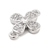 Brass Pave Clear Cubic Zirconia Flower Links Connector Charms LS-KK-Z061-02P-02-2