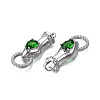 Brass Clear & Green Cubic Zirconia Connector Charms KK-N216-356P-3