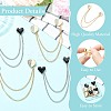 4Pcs 2 Styles Heart Rhinestone Lapel Pins JEWB-CJ0003-34-3