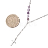 Natural & Synthetic Mixed Stone Faceted Cube Beads & 304 Stainless Steel Cable Chain Tassel Cross Pendant Necklaces NJEW-JN05845-3