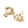 Brass Micro Pave Clear Cubic Zirconia Charms KK-C054-11G-2