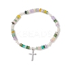 Cross 304 Stainless Steel Charm Bracelets BJEW-JB13112-3