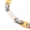 201 Stainless Steel Rectangle Byzantine Chain Bracelets BJEW-B078-111GP-2