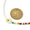 Glass Seed & 304 Stainless Steel Star & Moon Shell Beaded Necklace for Women NJEW-TA00114-4