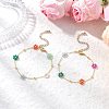 Brass Glass Flower Link Bracelets for Women BJEW-JB12383-1