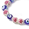 Handmade Flower Printed Porcelain Ceramic & Handmade Lampwork Evil Eye Beads Stretch Bracelets for Women BJEW-JB12105-02-3