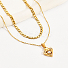 Elegant 304 Stainless Steel Cubic Zircona Heart Pendant Double Layer Necklaces EE4627-1