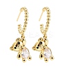 C-Shape with Bear Cubic Zirconia Dangle Stud Earrings EJEW-E167-09G-1