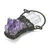 Electroplated Raw Natural Amethyst and Quartz Crystal Big Pendants G-K404-02AB-2