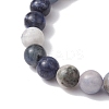 8mm Round Natural Lava Rock & Gemstone & Shell Pearl Beaded Stretch Bracelets for Women Men BJEW-JB10314-5