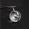 Flat Round Clear Glass Inner Dandelion Pendant Imitation Leather Cord Necklaces for Women FS-WG7DEC0-01-5