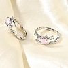 Oval Brass Cat Eye Cuff Rings for Women RJEW-U042-01P-02-2